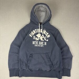 Notre Dame Hoodie Mens XXL 2XL Navy Y2K Vintage Spellout Green Fighting Irish